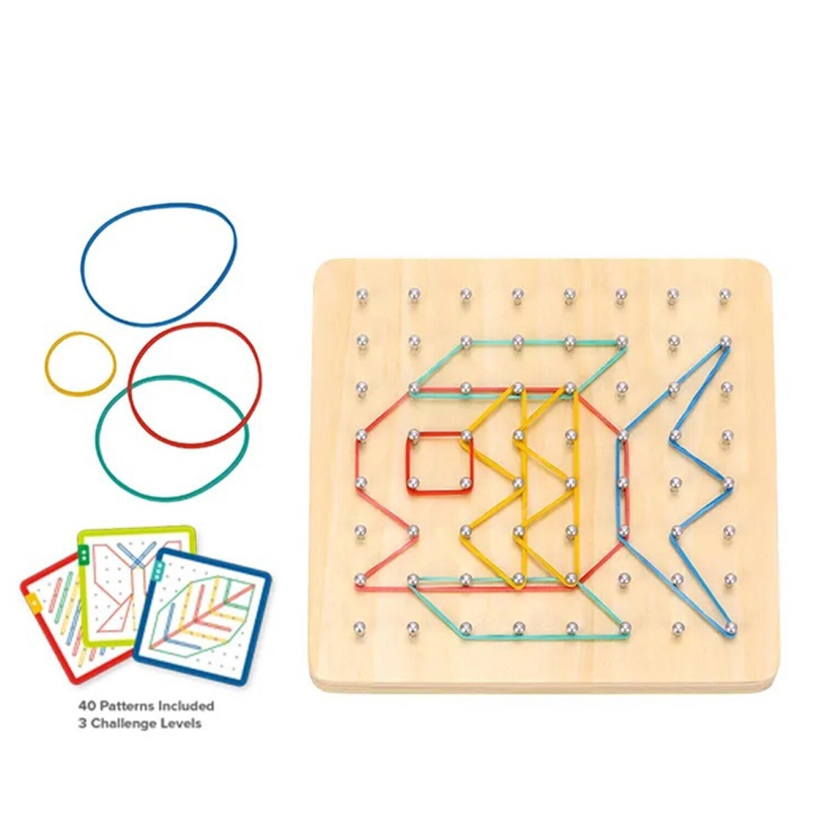 Picture of Tooky Toy 300255 18 x 18 x 3 cm Rubber Band Geoboard
