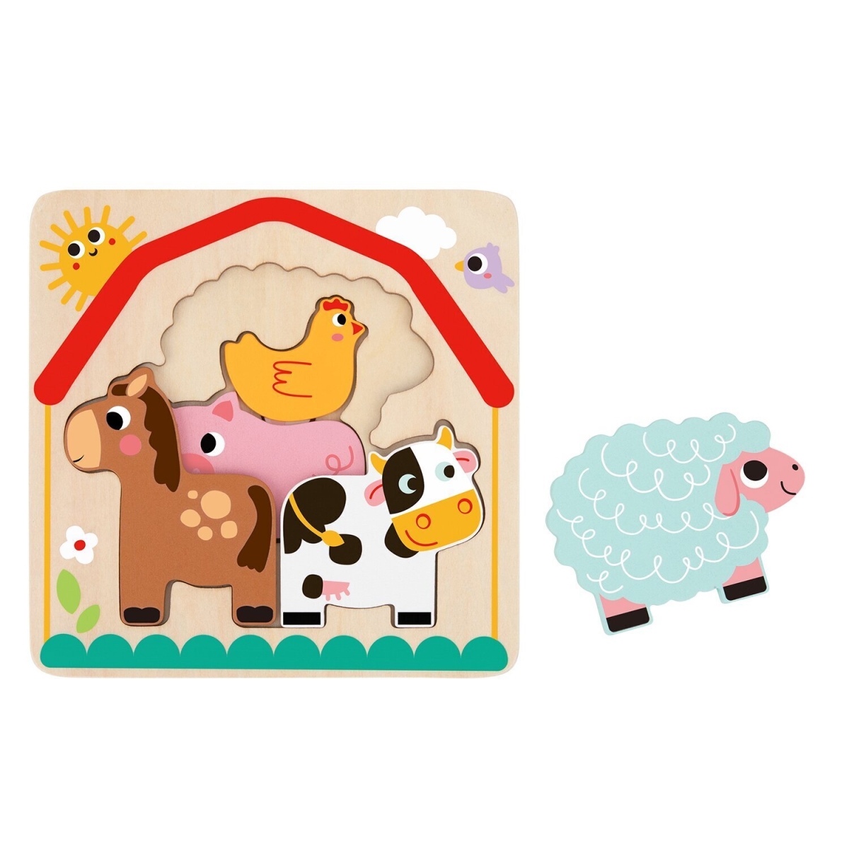 Picture of Tooky Toy 300370 17 x 17 x 2 cm Multi-Layered Farm Puzzle