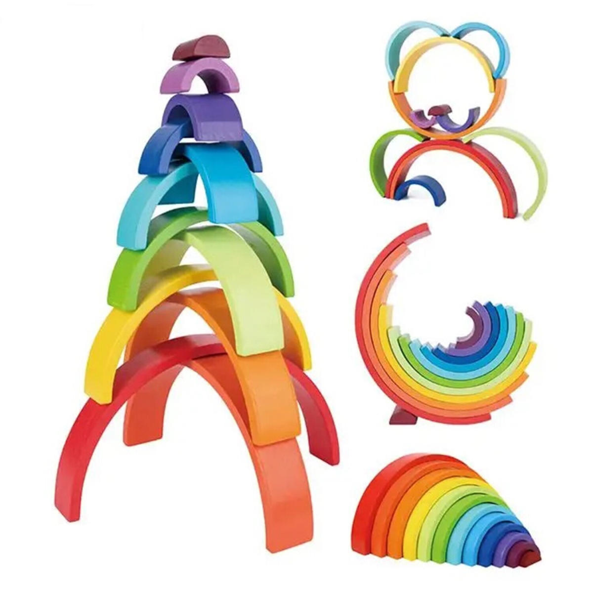 Picture of Tooky Toy 300320 38 x 19 x 6 cm Rainbow Stacker&#44; 12 Piece