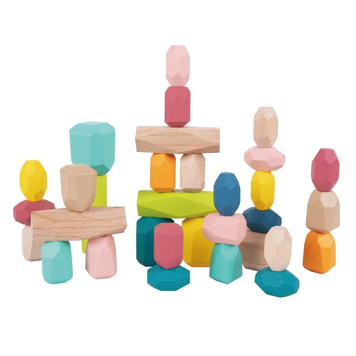 Picture of Tooky Toy 300315 24 x 18 x 5 cm Wooden Stacking Stones&#44; 32 Piece