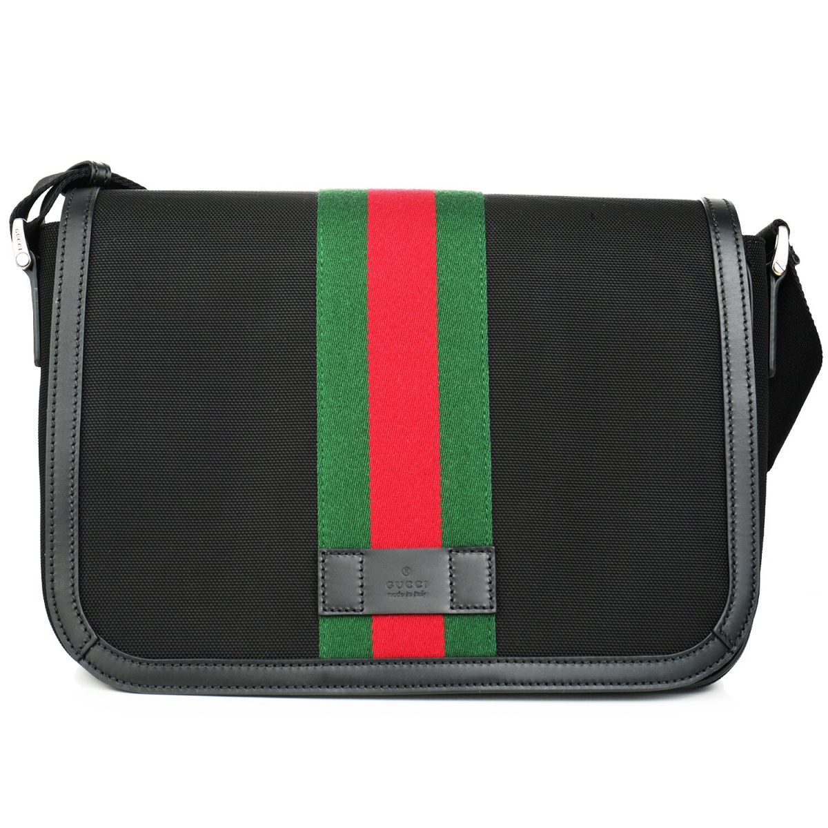 Picture of Gucci 307041 No.630921 Techno Canvas Web Stripe Messenger Bag&#44; Black