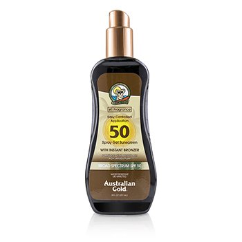 Picture of Australian Gold 228241 8 oz Spray Gel Sunscreen Broad Spectrum SPF 50 with Instant Bronzer - No.1 Fragrance