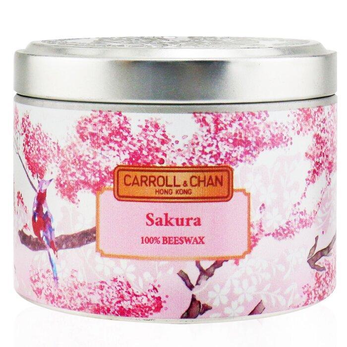 8 x 6 cm 100 percent Beeswax Tin Candle, Sakura