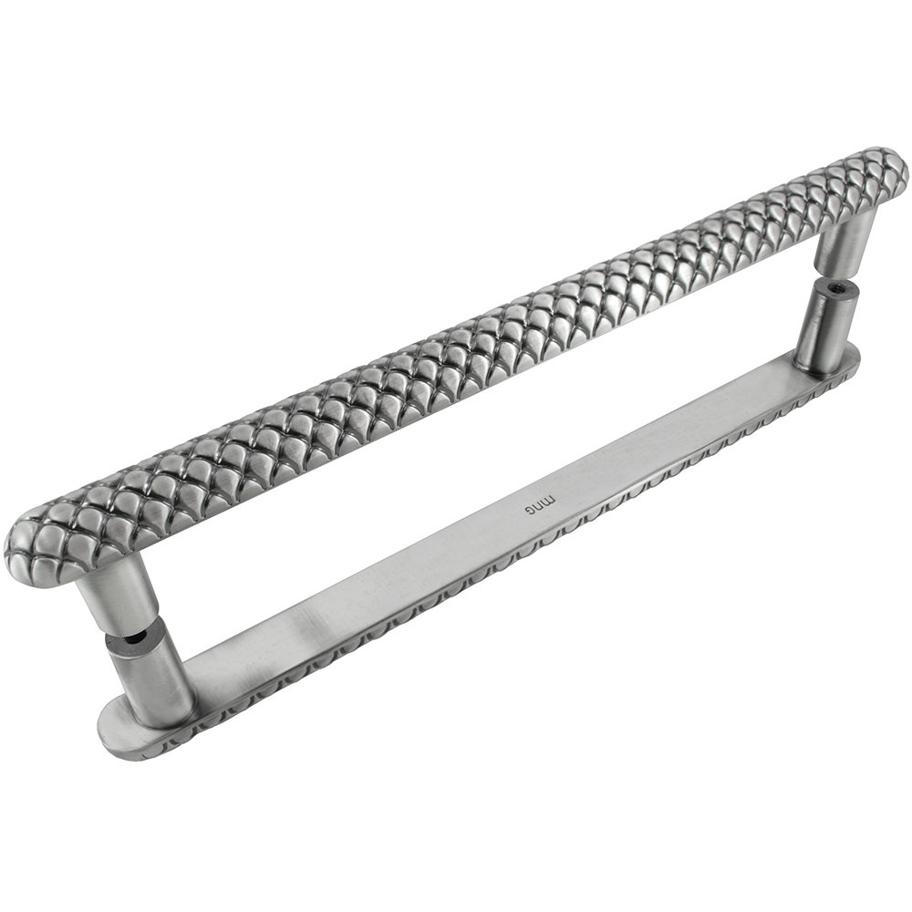 12 in. Potato Oversized Pull with Back to Back Mounting - Satin Silver Antique
