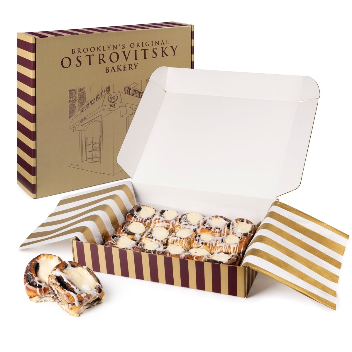 Bakery Mini Chocolate Cheese Swirls Soft Chocolate Filled Rolls with Creamy Cheese Center & Light Sweet Glaze - 15 Count