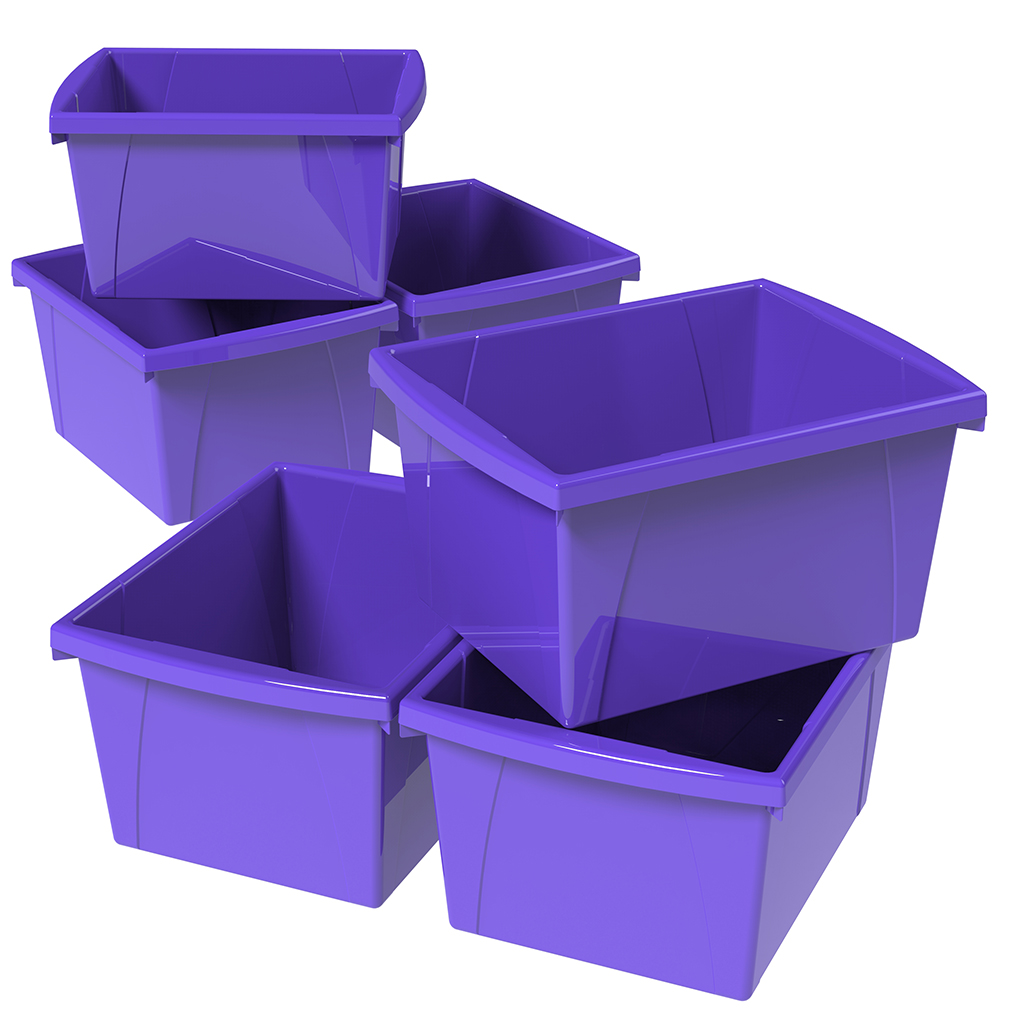 Picture of Storex 61481U06C 4 gal Classroom Storage Bin, Purple - Pack of 6