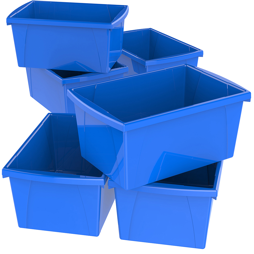 Picture of Storex 61482U06C 5.5 gal Classroom Storage Bin, Blue - Pack of 6