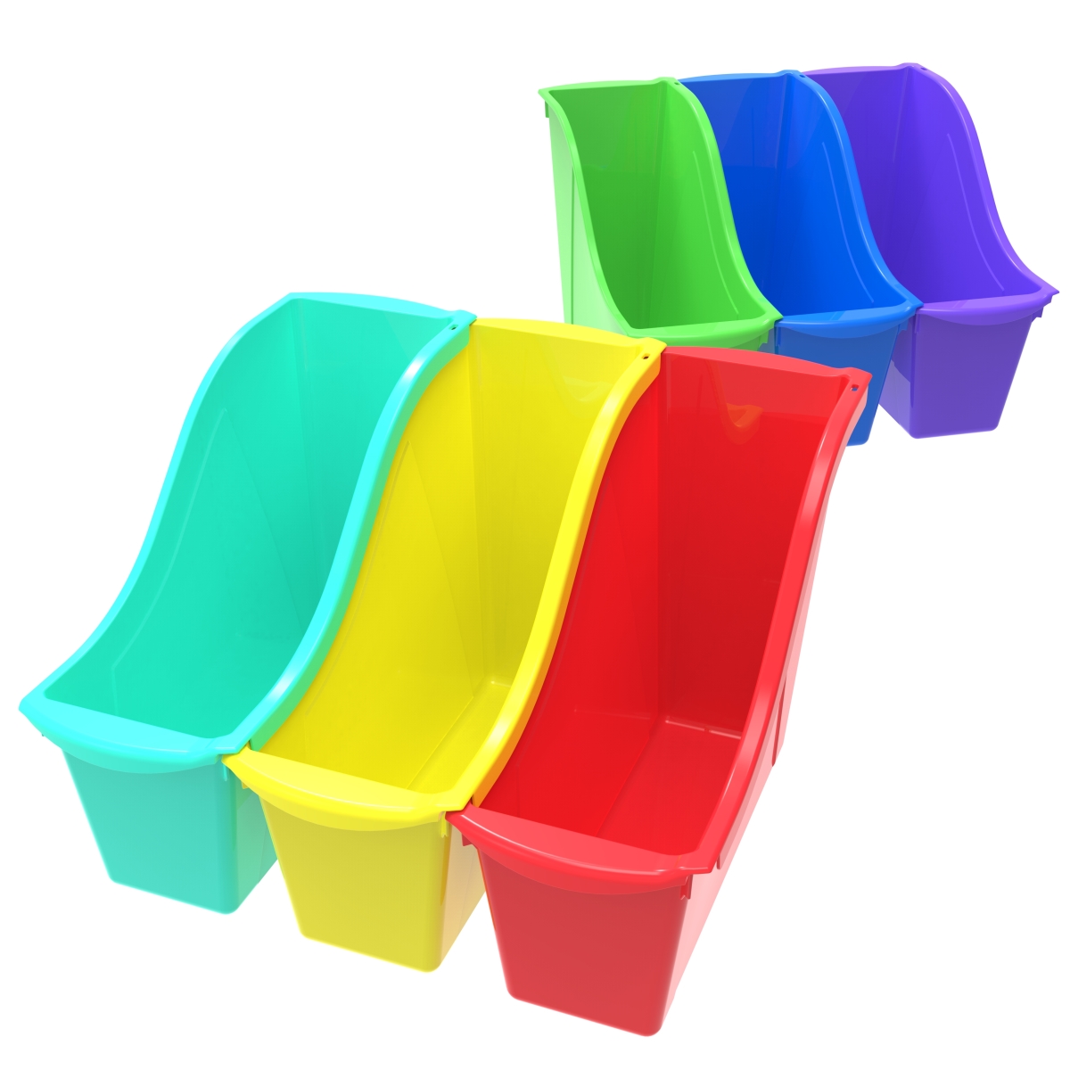 Picture of Storex 70113U06C Small Book Bin, Assorted Color - Pack of 6