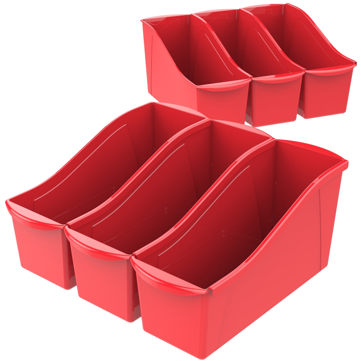 Picture of Storex 71102U06C Large Book Bin, Red - Pack of 6