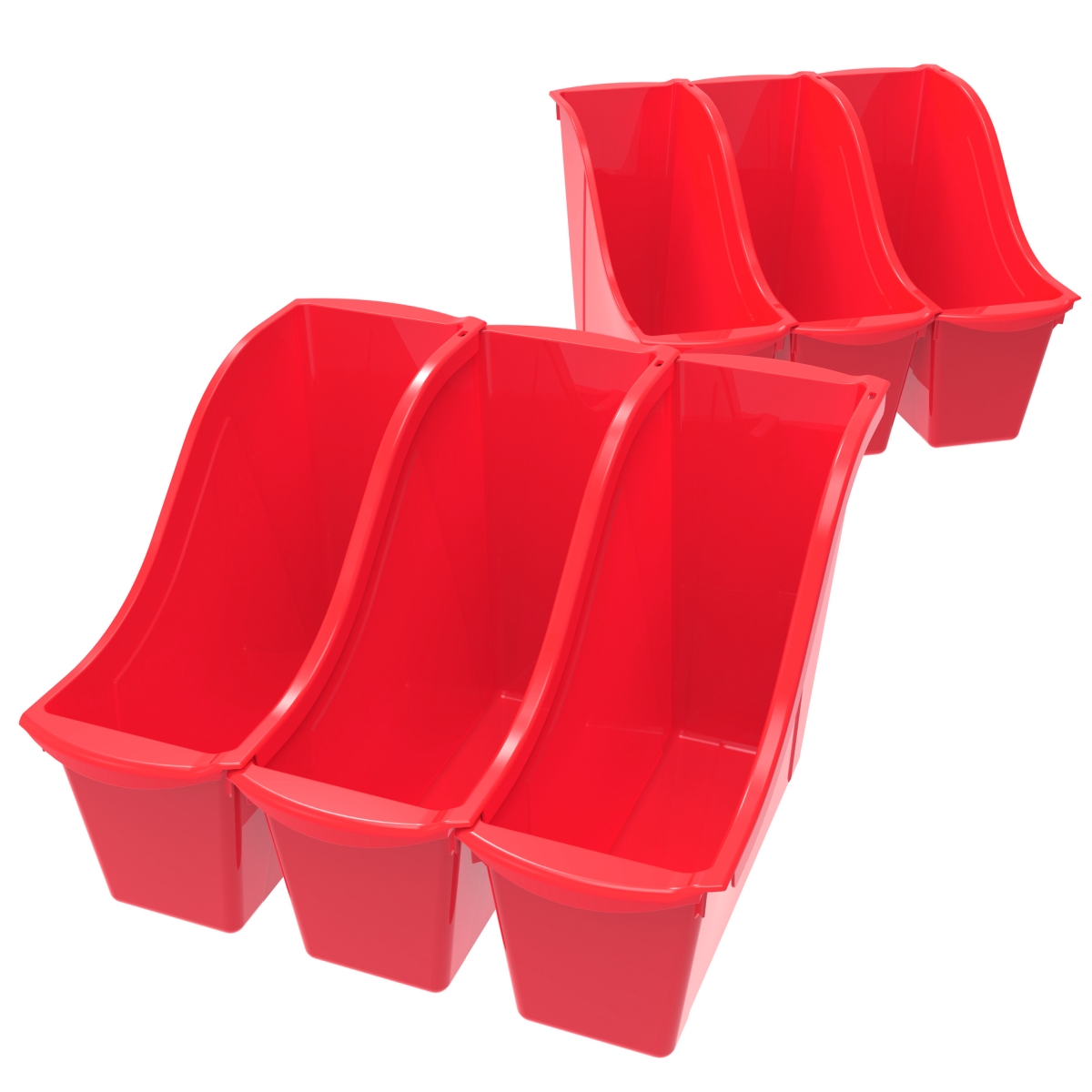 Picture of Storex 71109U06C Small Book Bin, Red - Pack of 6
