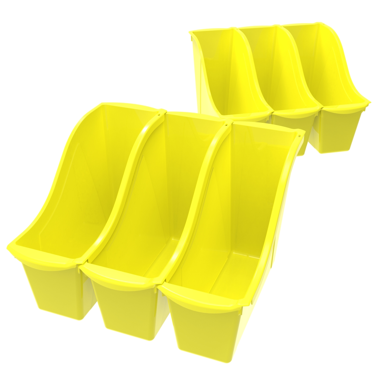 Picture of Storex 71112U06C Small Book Bin, Yellow - Pack of 6
