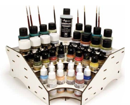 Vallejo Acrylic Paints VLJ-26008 Corner Module Paint Display Stand - Holds 45 Bottles & Brushes