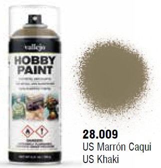 Vallejo Acrylic Paints VLJ-28009 US Khaki Infantry Solvent-Based Acrylic Paint, 400 ml Spray
