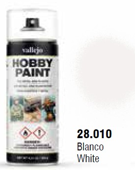 Vallejo Acrylic Paints VLJ-28010 White Solvent-Based Acrylic Primer, 400 ml Spray