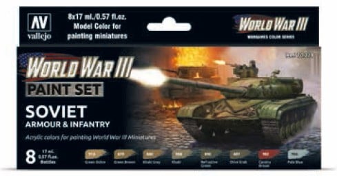 Vallejo Acrylic Paints VLJ-70221 17 ml Bottle WWIII Soviet Armour & Infantry Wargames Paint Set - 8 Colors -  Vallejo Paint