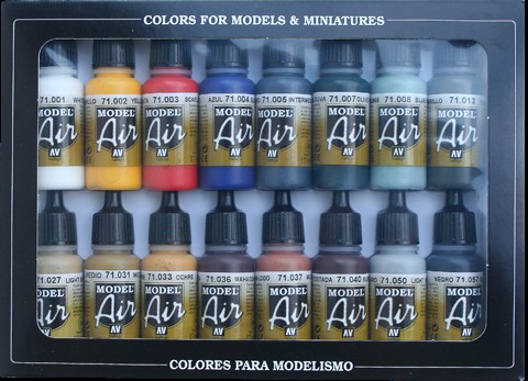Vallejo Acrylic Paints VLJ-71178 17 ml Bottle Basic Model Air Paint Set - 16 Colors