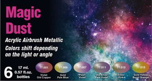 Vallejo Acrylic Paints VLJ-77090 17 ml Bottle Magic Dust Color Shift Metallic Paint Set - 6 Colors