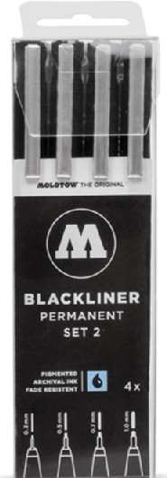 Picture of Molotow Markers MLW-200487 Blackliner Pen 4pc Set No.2 - 0.3, 0.5, 0.7, 1 mm