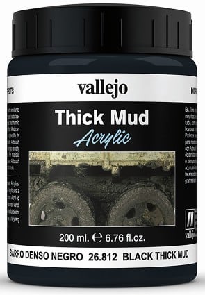 Vallejo Acrylic Paints VLJ-26812 200 ml Bottle Black Thick Mud Diorama Effect -  Vallejo Paint