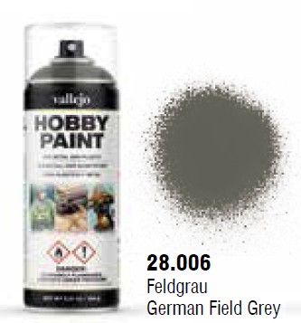 Vallejo Acrylic Paints VLJ-28006 German Field Grey Infantry Solvent-Based Acrylic Paint, 400 ml Spray