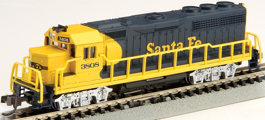 Picture of Bachmann BAC-63563 N EMD GP40 Diesel Locomotive with Operating Headlights Santa Fe No.3808&#44; Blue & Yellow