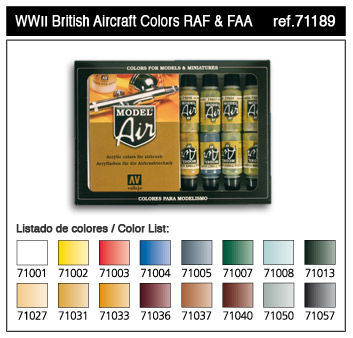 Picture of Vallejo Acrylic Paints VLJ-71189 17 ml Bottle WWII British Aircraft Model Air Paint Set - 16 Colors
