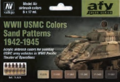 Vallejo Acrylic Paints VLJ-71624 17 ml Bottle WWII USMC Sand Patterns 1942-1945 Model Air AFV Paint Set - 6 Colors -  Vallejo Paint