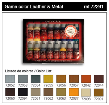 Vallejo Acrylic Paints VLJ-72291 17 ml Bottle Leather & Metal Game Color Paint Set - 16 Colors -  Vallejo Paint