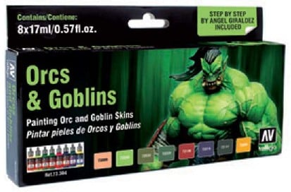 Vallejo Acrylic Paints VLJ-72304 17 ml Bottle Orcs & Goblins Game Color Paint Set - 8 Colors -  Vallejo Paint