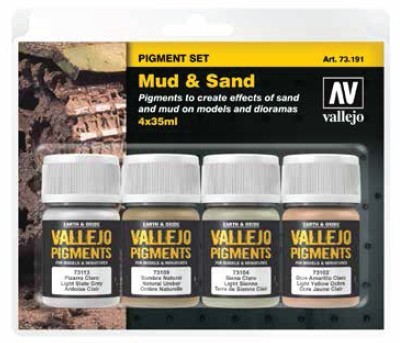 Vallejo Acrylic Paints VLJ-73191 35 ml Bottle Mud & Sand Pigment Powder Set - 4 Colors -  Vallejo Paint