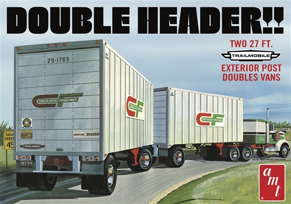 Picture of AMT Plastic Model Kits AMT-1132 1 by 25 Double Header Tandem Van Trailers