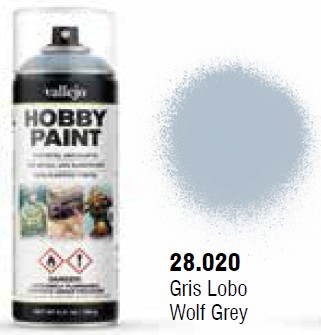 Vallejo Acrylic Paints VLJ-28020 Wolf Grey Fantasy Solvent-Based Acrylic Paint 400 ml Spray
