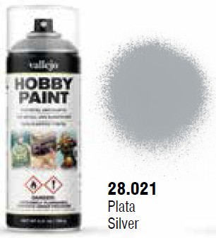 Vallejo Acrylic Paints VLJ-28021 Silver Fantasy Solvent-Based Acrylic Paint, 400 ml Spray
