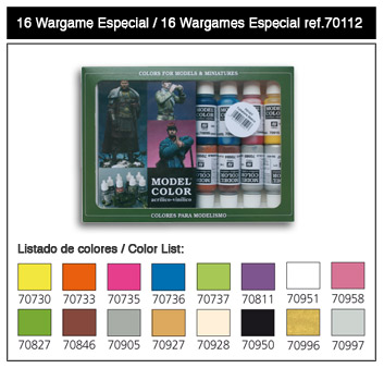 Vallejo Acrylic Paints VLJ-70112 17 ml Bottle Wargame Special Model Color Paint Set - 16 Colors -  Vallejo Paint