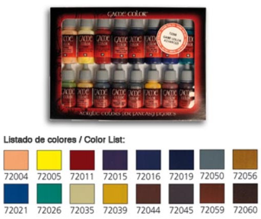 Vallejo Acrylic Paints VLJ-72298 17 ml Bottle Advanced Game Color Paint Set - 16 Colors