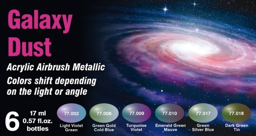 Vallejo Acrylic Paints VLJ-77092 17 ml Bottle Galaxy Dust Color Shift Metallic Paint Set - 6 Colors