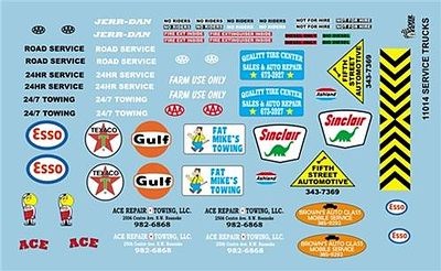 Gofer Racing 1/24 / 1/25 Service Truck Waterslide Decal Sheet
