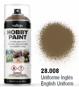 Vallejo Acrylic Paints VLJ-28008 English Uniform Infantry Solvent-Based Acrylic Paint, 400 ml Spray