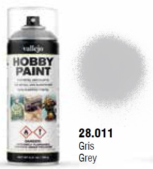Vallejo Acrylic Paints VLJ-28011 Grey Solvent-Based Acrylic Primer, 400 ml Spray