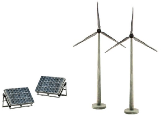 Picture of Woodland Scenics WOO-4348 Scene-A-Rama Scene Setters Alternative Energy Set - Wind Turbines & Solar Panels - Pack of 2
