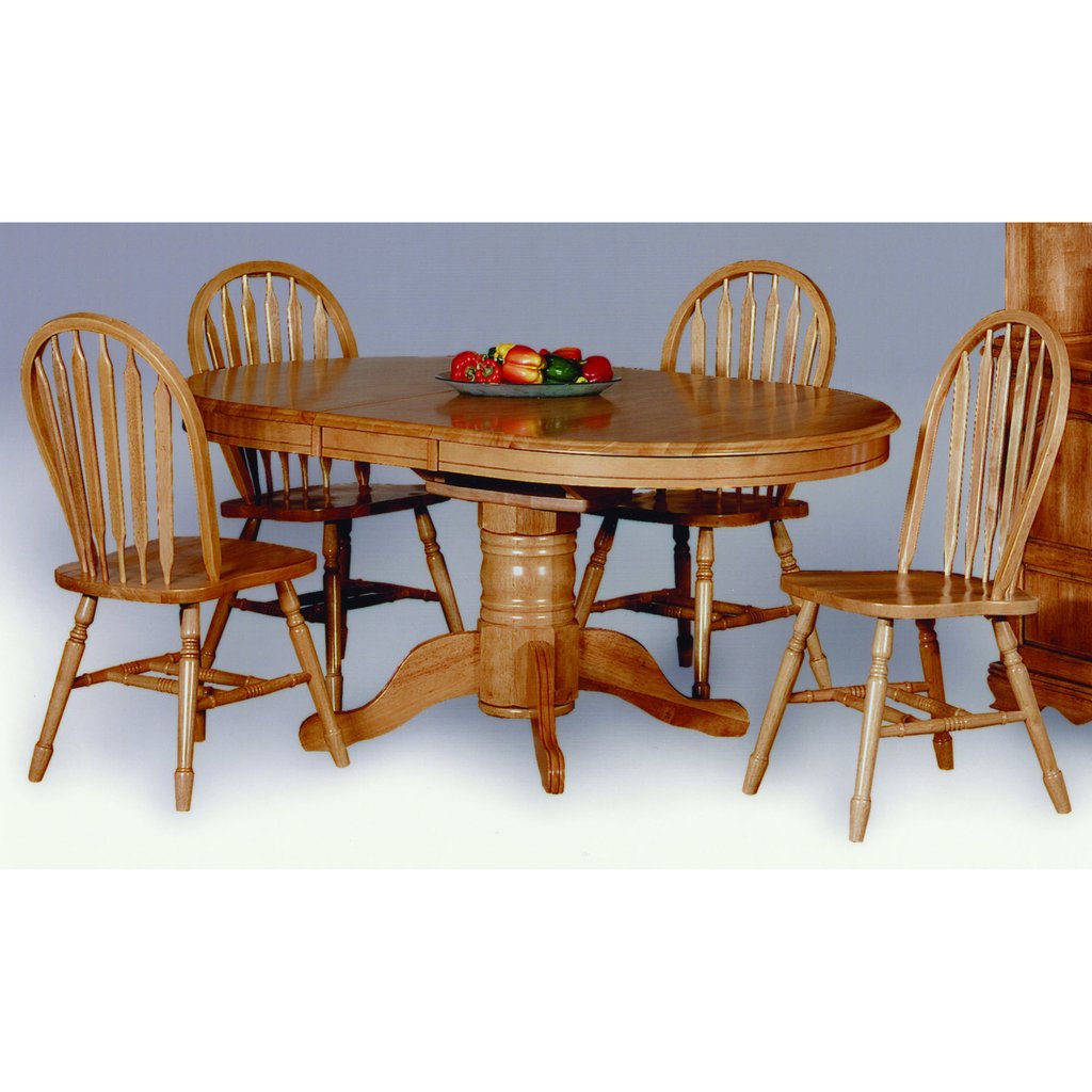 Pedestal Dining Set with Arrowback Chairs - 5 Piece