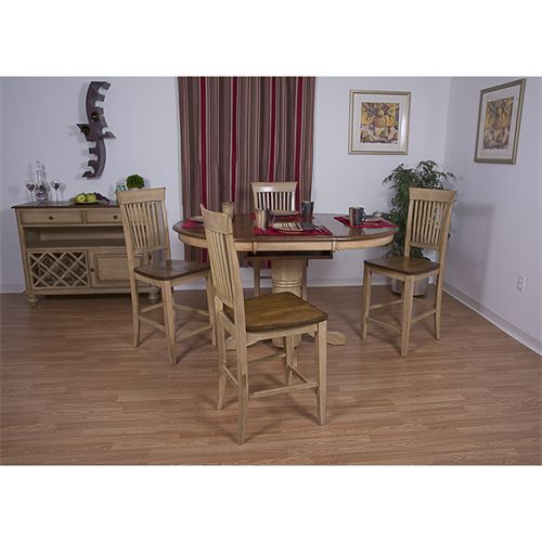 Brook Round or Oval Butterfly Leaf Pub Table Set with Fancy Slat Stools 5 Pieces -  Fine-line, FI1209134