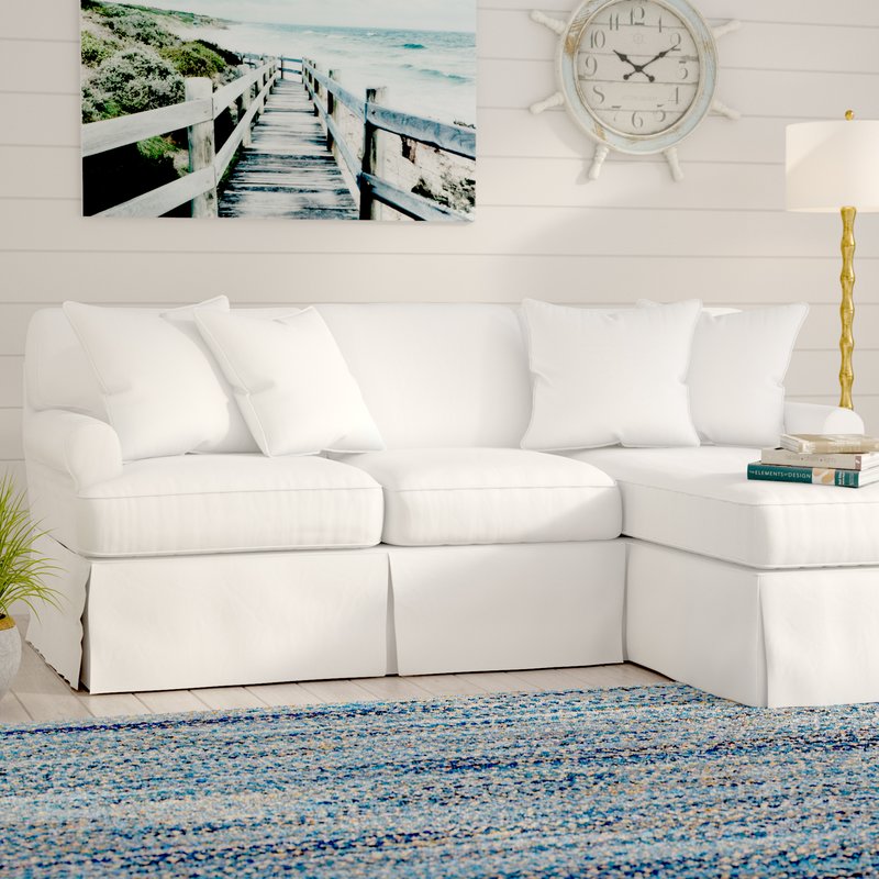 Horizon Slipcovered Sleeper Sofa & Chaise Peyton Pearl