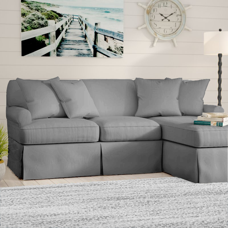 Horizon Slipcovered Sleeper Sofa & Chaise Peyton Slate