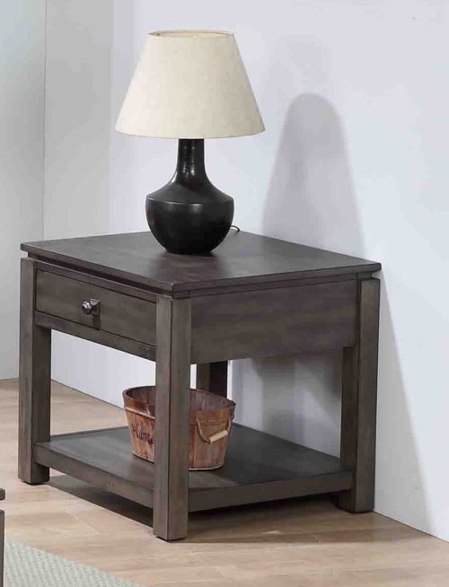 Shades of Gray End Table with Drawer & Shelf