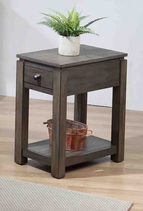 Shades of Gray Narrow End Table with Drawer & Shelf