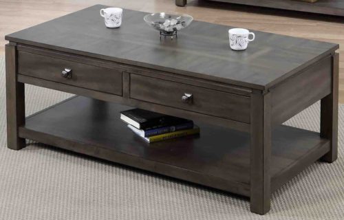 Shades of Gray Coffee Table with Drawers & Shelf
