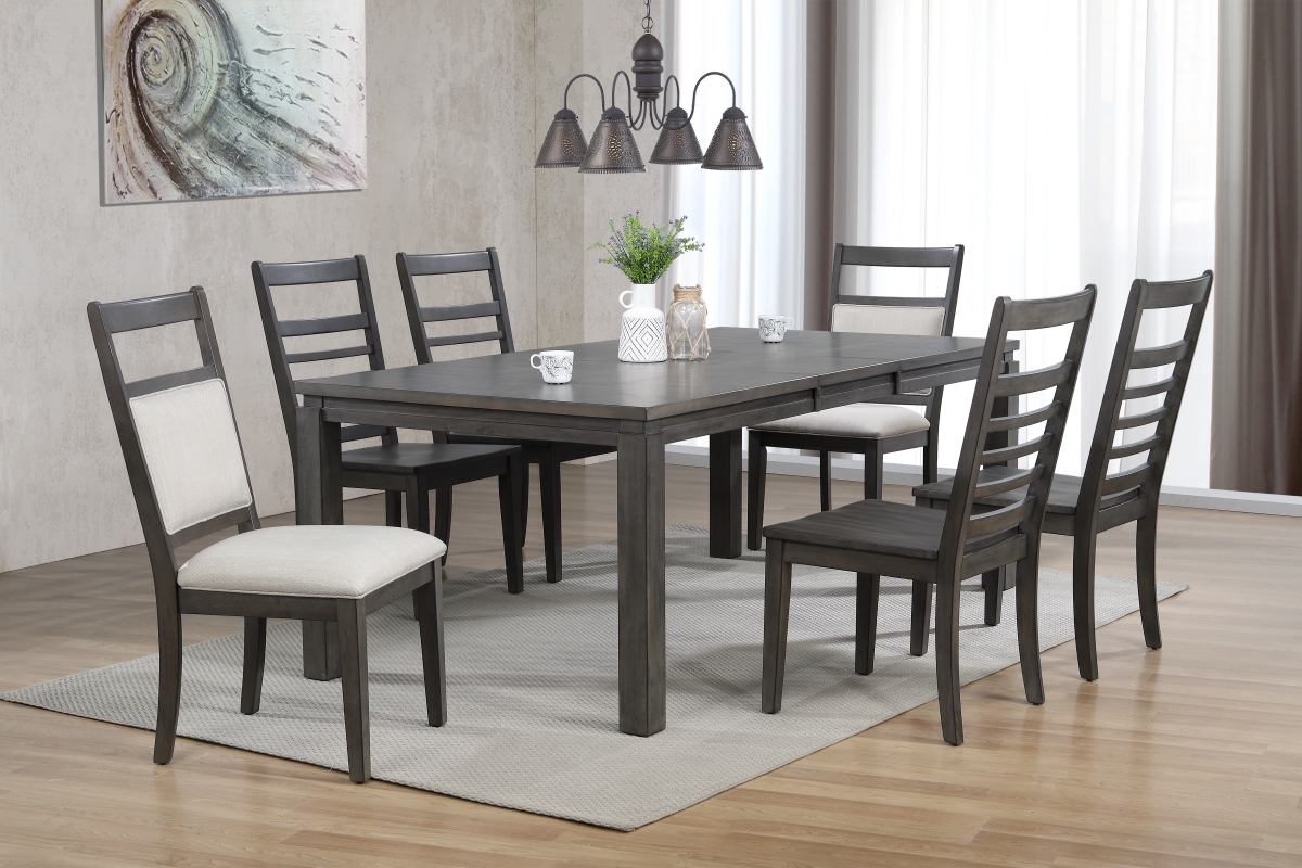 Shades of Gray Dining Set with Upholstered End Chairs 7 Piece