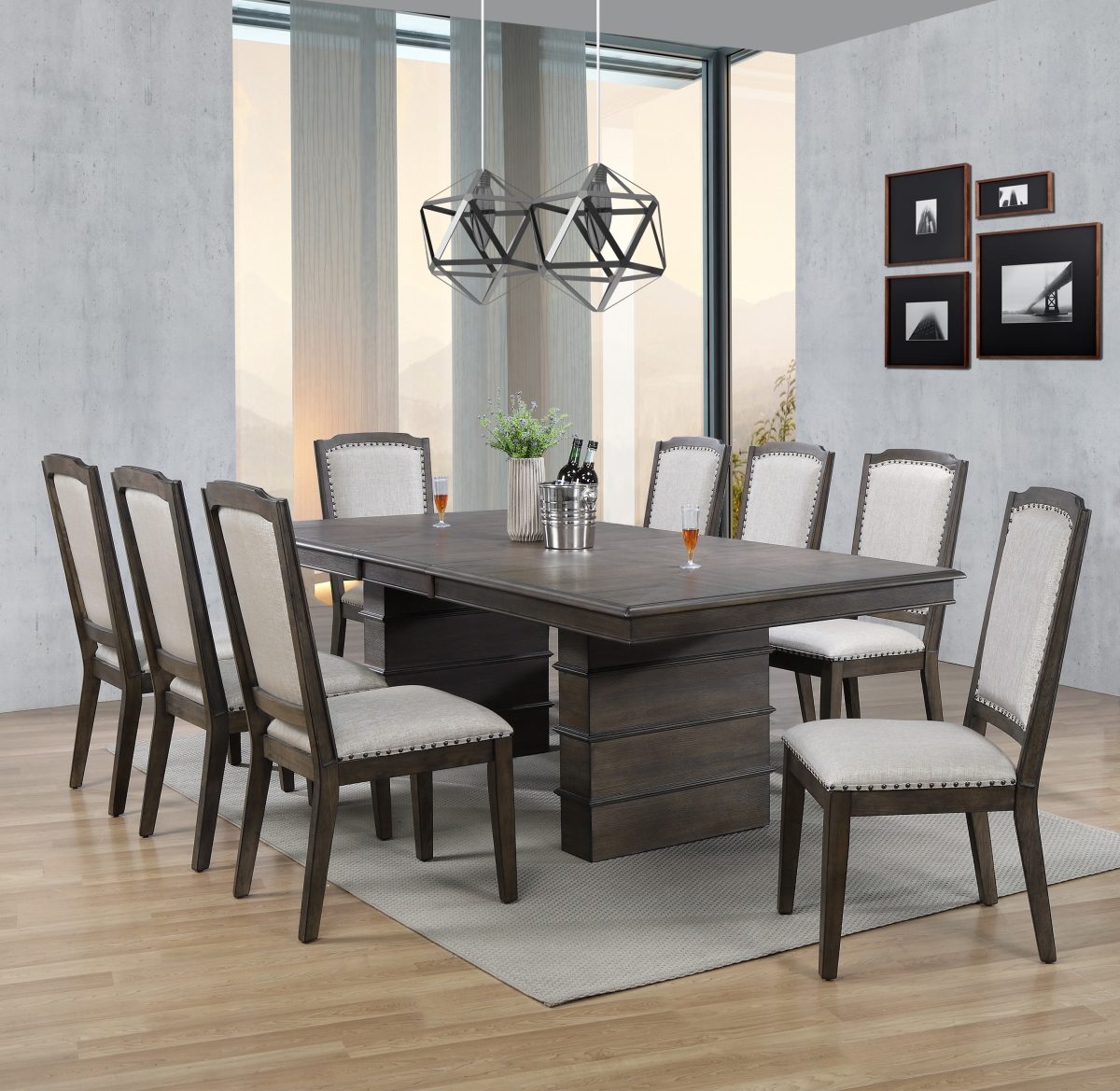 Cali Extendable Dining Set - Brown 9 Piece