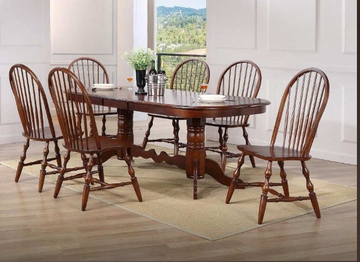 Andrews Double Pedestal Extendable Dining Set 7 Piece